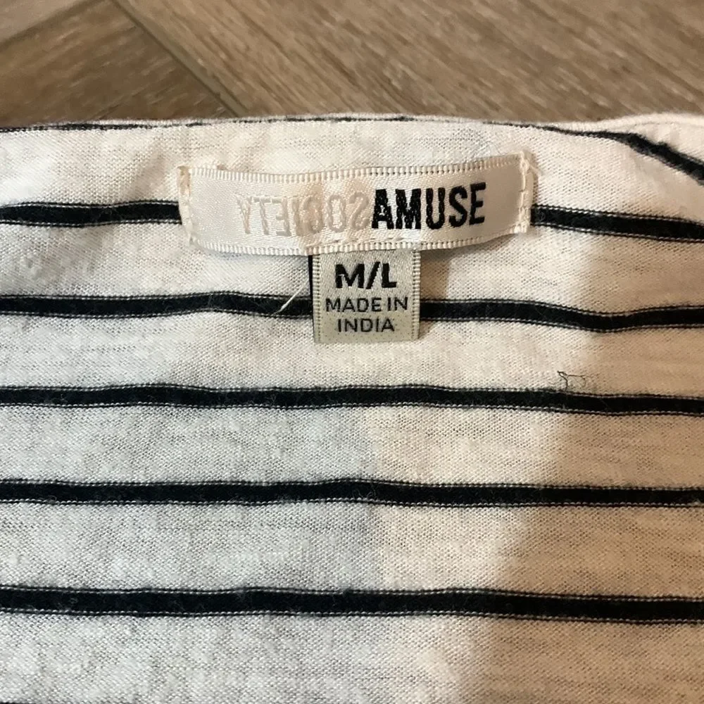 Amuse Society Basic black and White Knotted MIDI Dress